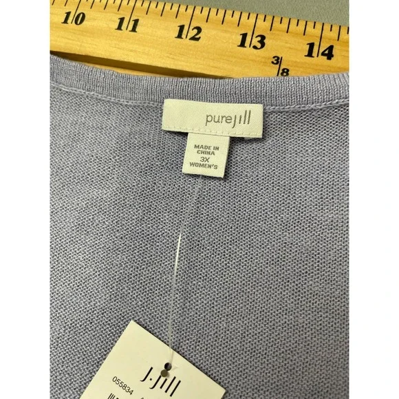 Pure Jill J.Jill Crocus Purple Linen Blend V-Neck Sweater Top 3X New 055834 - Picture 4 of 11